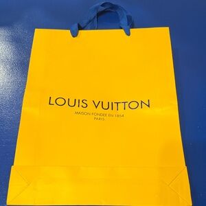 Louis Vuitton Bright Yellow Paper shopping Tote with Blue Handles